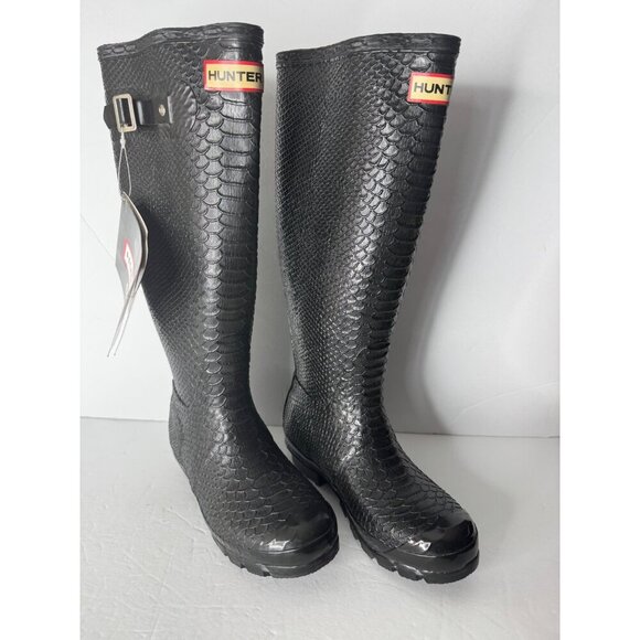 NEW Hunter Hunter Carnaby Boa Snake Rain Boots Black EU 35 36 US 5 UK 3 - Picture 5 of 12